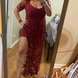 Red lace dress with red slip BRAND NEW
